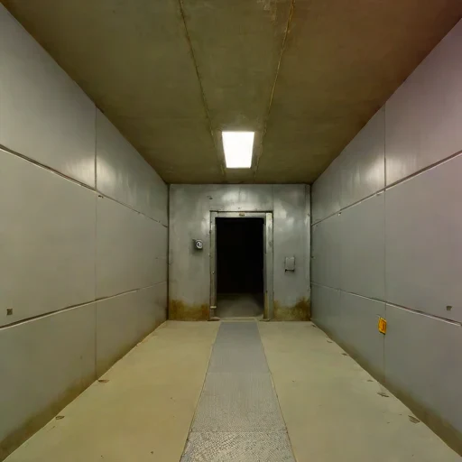 An adit-entry survey chamber, photographed against a plain background