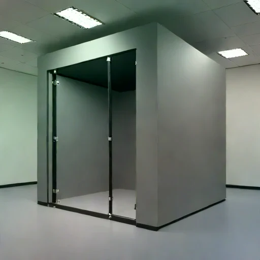 An ambient-floor audition vault, photographed against a plain background