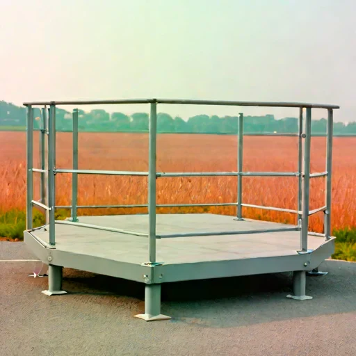 An ashfall-shielded viewing deck, photographed against a plain background