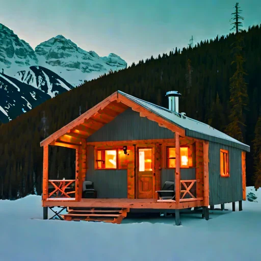 A blockfield guest lodge, photographed against a plain background
