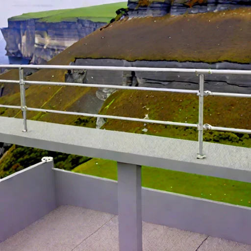 A bora-rated cliff walkway, photographed against a plain background