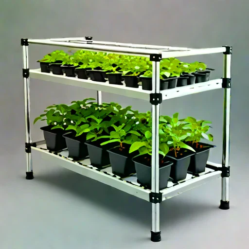 A halophyte hardening frame, photographed against a plain background