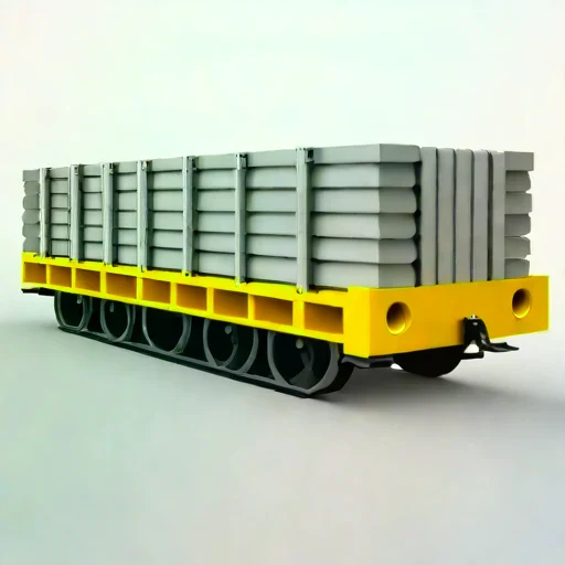 A permafrost-foundation pile carrier, photographed against a plain background