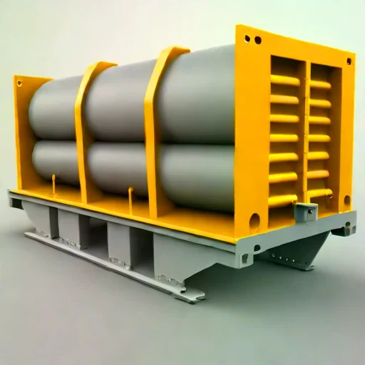 A playa-crust flotation skid, photographed against a plain background