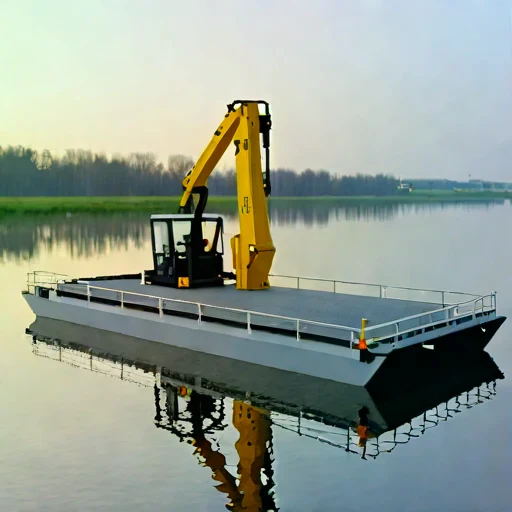 A prodelta-anchored sampling barge, photographed against a plain background