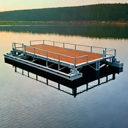 A proglacial-lake camp barge, photographed against a plain background