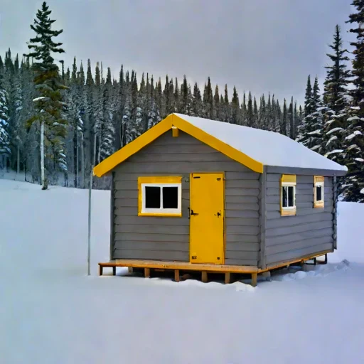 A rebound-zone survey cabin, photographed against a plain background