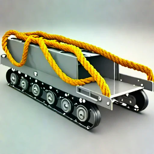 A serac-field rope hoist, photographed against a plain background