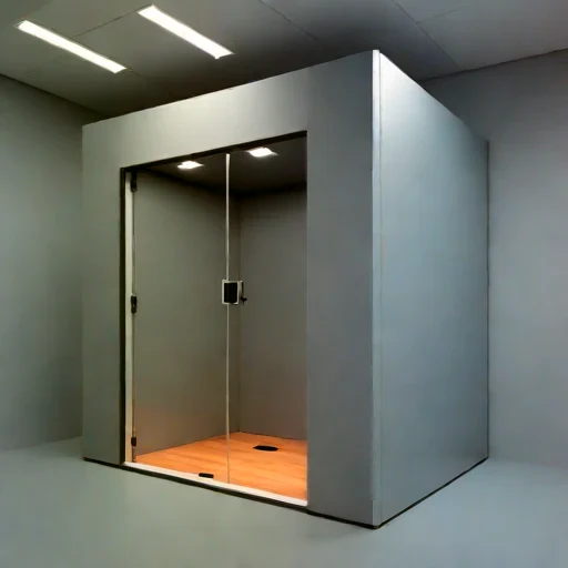A subglacial-pressure listening room, photographed against a plain background