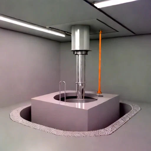 A sump-level pump bay, photographed against a plain background