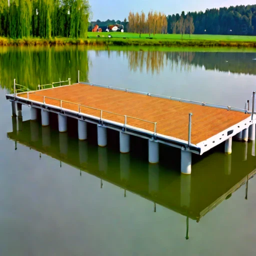 A supraglacial-pond viewing raft, photographed against a plain background