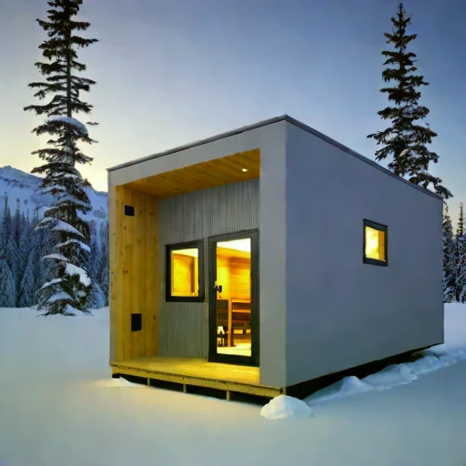 A thaw-stable pingo cabin, photographed against a plain background